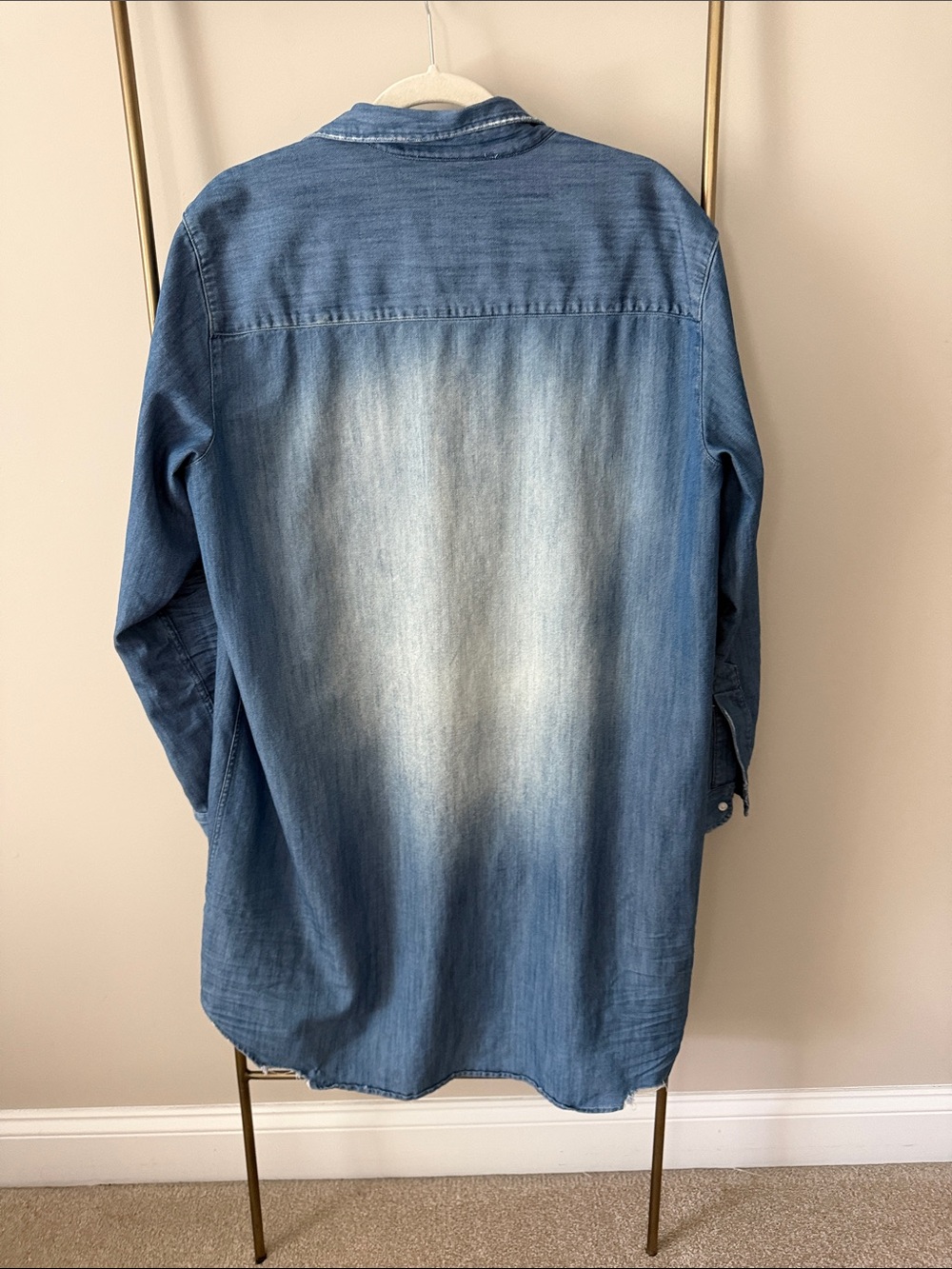 Frank & Eileen Faded Blue Denim Longline Button-Down Shirt Dress - Picture 4 of 6